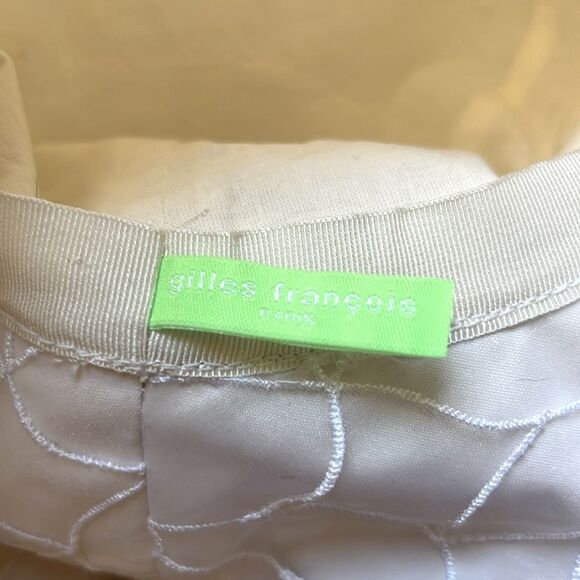 Vintage Gilles Francois Paris Ivory White Embroidered Floral Overlay Bucket - Picture 4 of 5